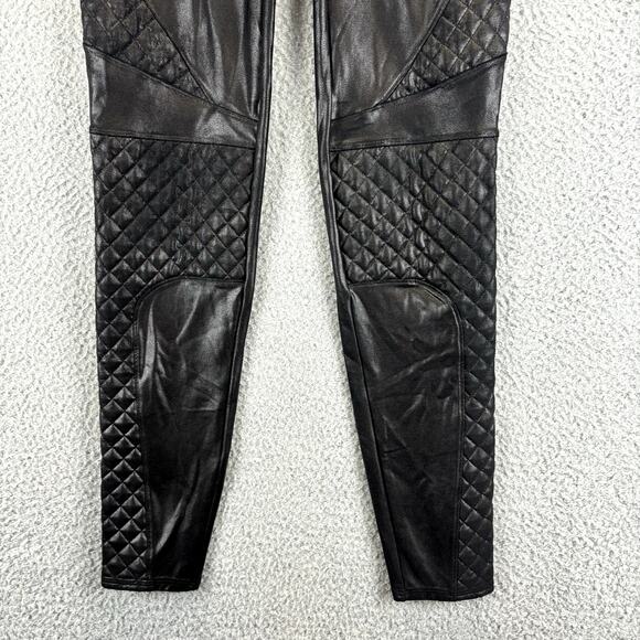 Spanx Faux Leather Leggings Medium Quilted Moto Liquid Look High Rise Shaping - Picture 4 of 13